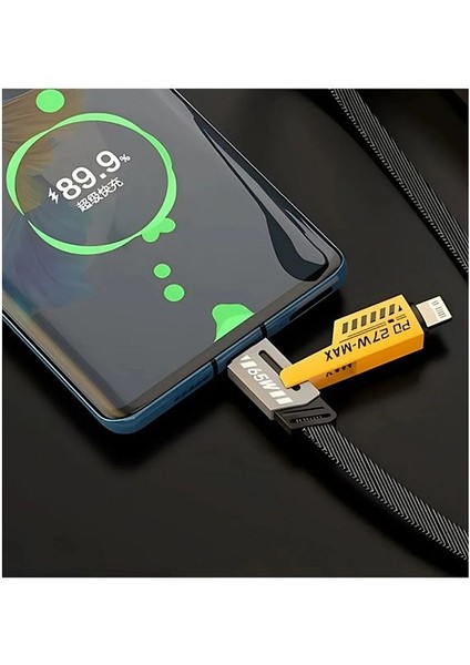 65W 4 In 1 Hızlı Şarj Naylon Örgülü Pd Hızlı Şarj Kablosu Iphone Android Uyumlu Kablo