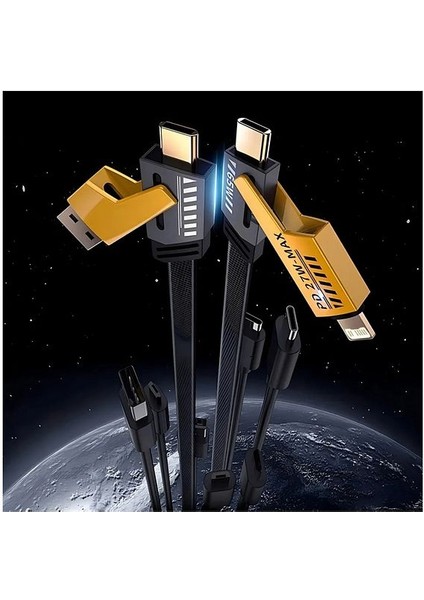 65W 4 In 1 Hızlı Şarj Naylon Örgülü Pd Hızlı Şarj Kablosu Iphone Android Uyumlu Kablo