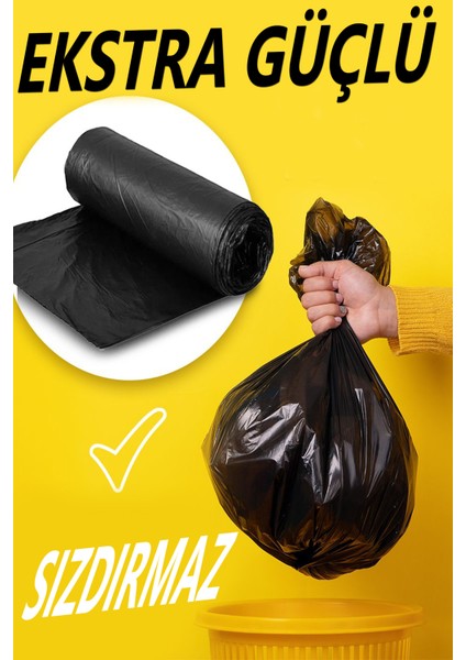 Ekstra Güçlü Siyah Kalın Jumbo Boy Çöp Poşeti 80x110 cm (1 Paket Ağırlığı 400 gr) 3 Paket : 30 Adet