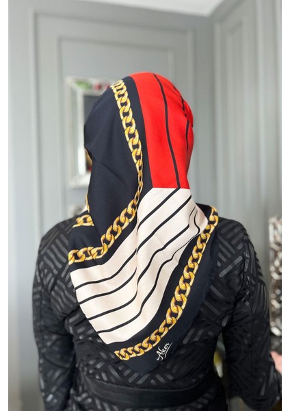 Nostalji Tivil Ipek Eşarp 8492-913 Siyah Kırmızı fırsatları