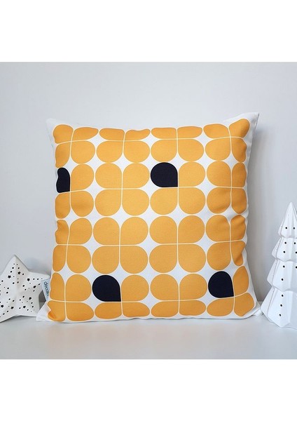 Abstrakt Sarı Siyah Minimal Geometrik Desen Tasarımlı Kırlent Kılıfı 43X43 cm fiyatları