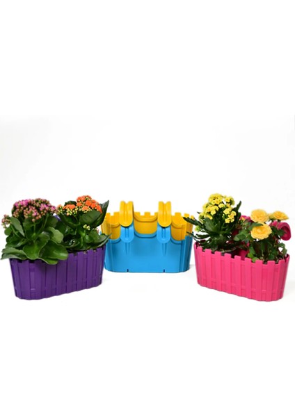 1 Adet Akasya Balkon Saksı Kolay Askı 30 cm Pembe 3 Lt Denge Aparatlı Balkon Saksı