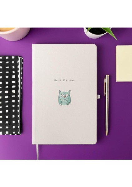 Hello Monday Minimalist Çizgili Not Defteri 13 cm x 21 cm 100 Yaprak