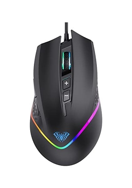 Menashop F805 6400DPI Rgb 7 Tuşlu Makro Optik Oyuncu Mouse, Siyah