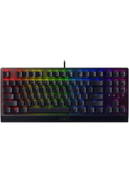 Menashop Blackwidow V3 Tenkeyless (Yeşil Anahtar) - Kompakt Mekanik Oyun Klavyesi (Tıklanabilir Mekanik Anahtarlar, Kompakt Form Faktörü, Tamamen Programlanabilir Tuşlar) Türkçe Klavye | Siyah
