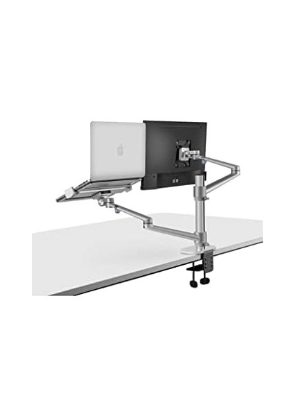 STD7090S 10"-27" Notebook Stand ve Amortisörsüz Vesa Monitör Tutucu Kol Gümüş