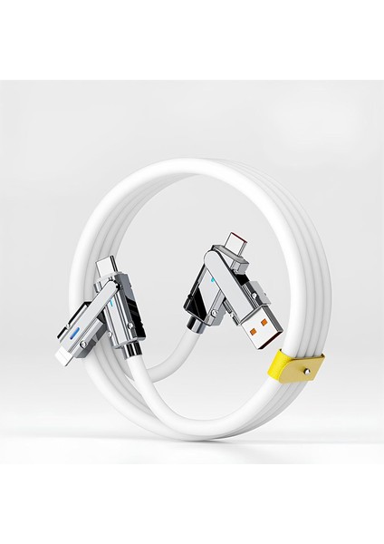 Menashop [4'ü 1 Arada] 60W Type C Hızlı Şarj Kablosu Çoklu Kalın Kopma Karşıtı Type C ve Lightning Girişli Cihazlar Ile Uyumludur iPhone 15 14 13 12 11 7, Galaxy S24 S23 S22 S21 A54 A34 ile Uyumludur