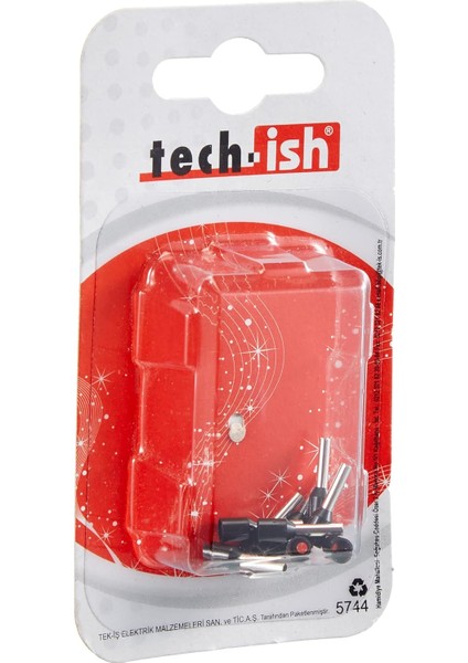 Menashop Izoleli Kablo Ucu Yk DIN46228 UY3015 10 Adet, Gümüş/siyah
