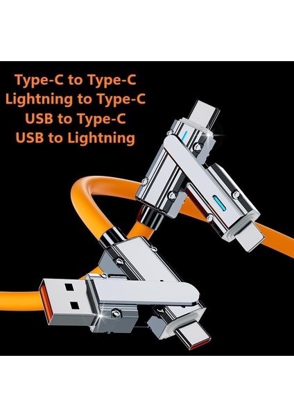 Menashop [4'ü 1 Arada] 60W Type C Hızlı Şarj Kablosu Çoklu Kalın Kopma Karşıtı Type C ve Lightning Girişli Cihazlar Ile Uyumludur iPhone 15 14 13 12 11 7, Galaxy S24 S23 S22 S21 A54 A34 ile Uyumludur