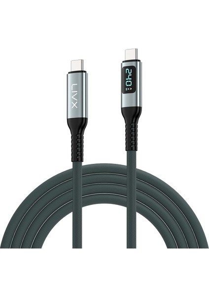 Thunderbolt 4 Type C To Type C 240W Hızlı Şarj 8K@60Hz Görüntü Aktarımı 40GBPS Veri Transferi Pd3.1 LED Göstergeli 2 Metre Örgülü Kablo Ard-01
