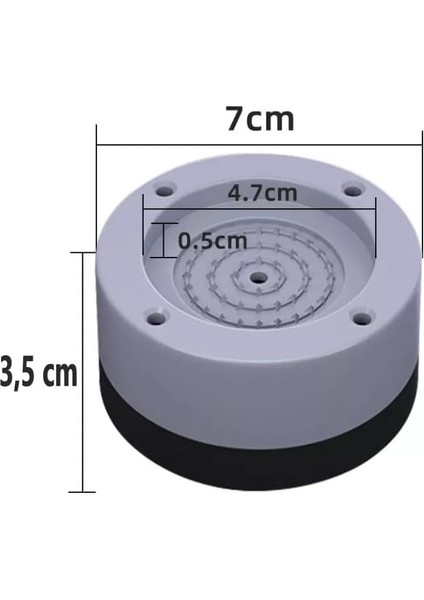 Beyaz Eşya Ayağı Çamaşır Makinesi Mobilya Titreşim Önleyici Kaydırmaz ve Yükseltici 4 Lü Set (6 cm)