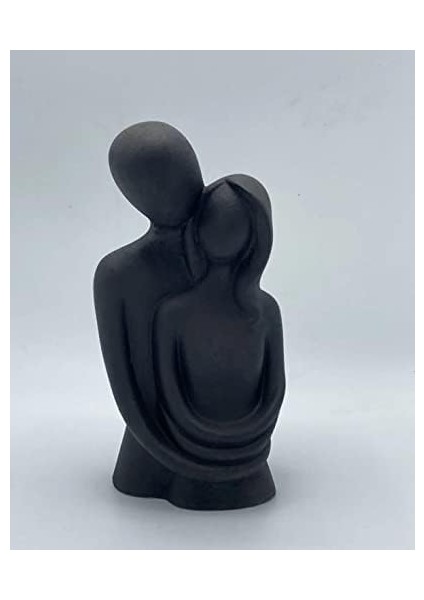Menashop LPTOA05 Beton El Yapımı Özel Tasarım Sarılan Sevgililer Biblo, Siyah, 22 cm x 8.5 cm