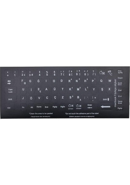Menashop Stile Macbook F Türkçe Klavye Sticker Etiketi (Siyah)