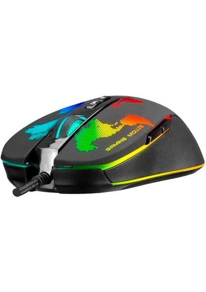 Menashop GX69 Jlın USB Siyah Rgb Ledli 7d Optik Gaming Oyuncu Mouse