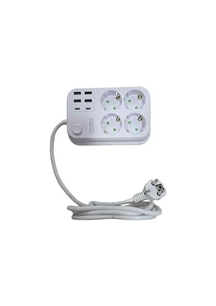 Showmax Serisi SH-2946 Termal Akım Korumalı Priz 2 mt (4 Priz + 4 USB + 2 Type-C)