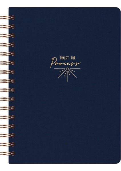 A5 Spiralli Sert Kapak Keten Noktalı Tarihsiz Not Defteri Lacivert