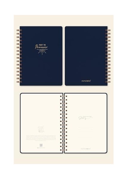 A5 Spiralli Sert Kapak Keten Noktalı Tarihsiz Not Defteri Lacivert modelleri