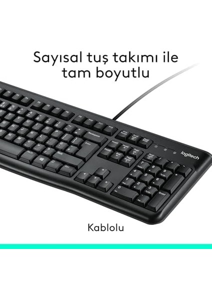 Menashop MK120 USB Kablolu Klavye Mouse Seti, Tam Boyutlu, Sağ ve Sol Elle Kullanıma Uygun Mouse, Sıvı Dökülmesine Dayanıklı, Türkçe Q Klavye, Siyah