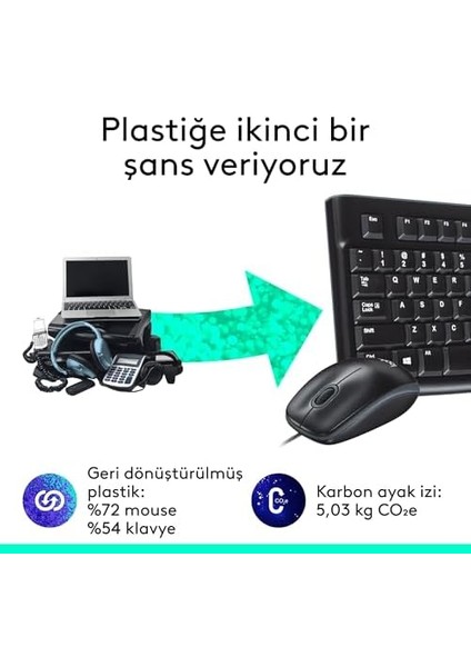 Menashop MK120 USB Kablolu Klavye Mouse Seti, Tam Boyutlu, Sağ ve Sol Elle Kullanıma Uygun Mouse, Sıvı Dökülmesine Dayanıklı, Türkçe Q Klavye, Siyah