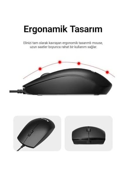 Menashop AC101 Kablolu Türkçe Q Klavye ve 1200 Dpı Optik Mouse Seti