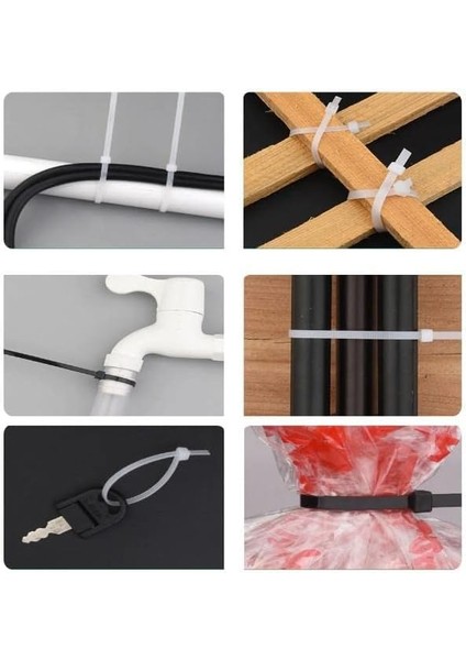 3, 6X250 Beyaz 25 cm Kablo Bağı Plastik Cırt Kelepçe Toplayıcı-100 Adet, Sekatech