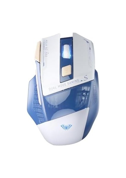 Menashop SC550 Çift Modlu 4800DPI 7 Tuşlu Makrolu 2.4ghz Kablosuz ve Kablolu Şarj Edilebilir Optik Rgb Oyuncu Gaming Mouse Mavi