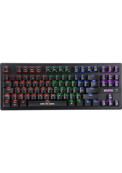 Menashop KG901 Tr Wired Jixian Blue Switch Tkl Rainbow Mekanik Gaming Keyboard