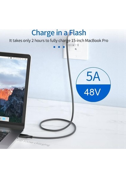 Menashop - USB 4 Hızlı Şarj, Data ve Görüntü Aktarım Kablosu - Thunderbolt 4/3 Uyumlu, USB 4, 40GBPS Veri Aktarım, 240W Şarj Gücü, 8k 60Hz, 8k 30Hz, 4K 144Hz, 4K 120Hz, 4K 60Hz, Hdr (0.8 Metre)