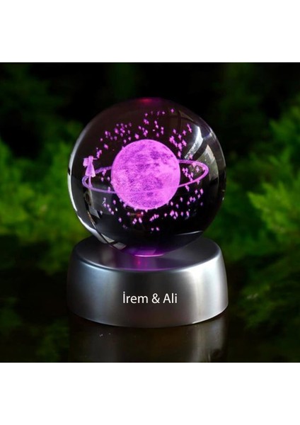 Dekoratif 3D Satürn Kız Samanyolu Renk Değiştiren Işıklı Kristal Küre fırsatları