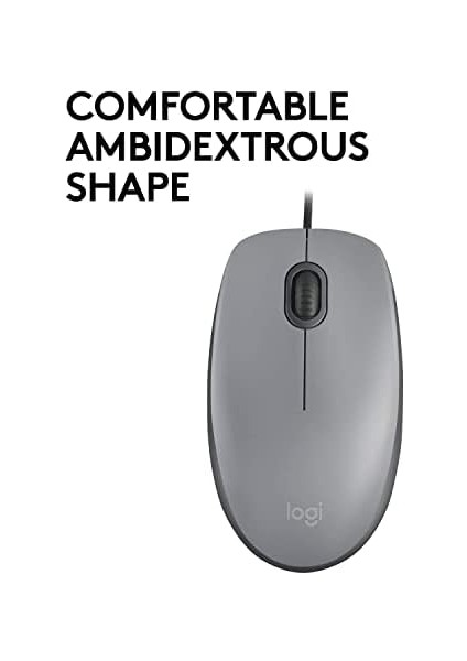 M110 USB Kablolu Sessiz Mouse, Dizüstü Bilgisayar, Notebook, Pc ve Mac Için Quiet Click Teknolojili, Usb-A Bağlantılı, Sağ ve Sol Elle Kullanıma Uygun, Gri