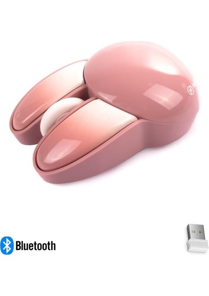 Menashop Sevimli Tavşan 3D Pembe Mouse Bluetooth + 2.4g Dual Mode
