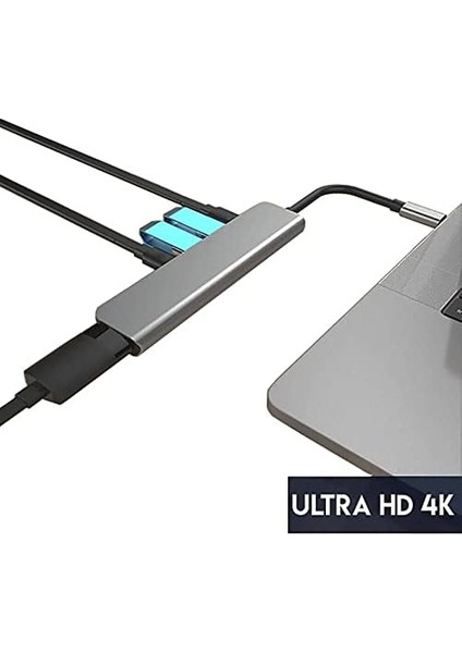 7in1 Adaptör Type-C, Taşınabilir Pd + Sd/tf + 3.0 + + USB 4K HDMI C To Uyumlu Type Dell Macbook Pro Yeni fiyatları