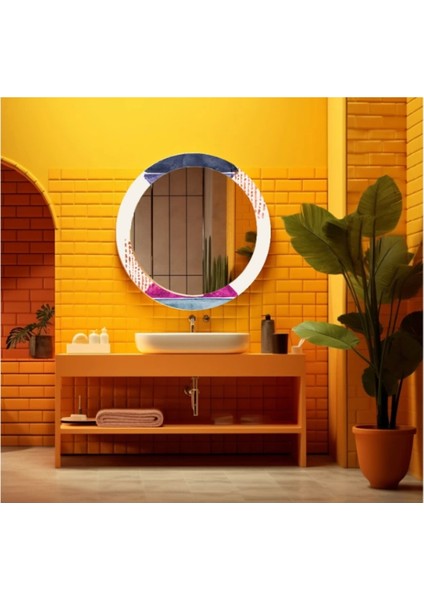- Dekorarif Desenli Yuvarlak Banyo-Salon Duvar Aynası 93