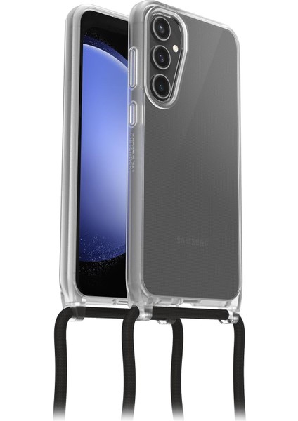 Menashop React Necklace Kılıf Galaxy S23 Fe Için, Ultra Ince, Koruyucu Kılıf, Ayarlanabilir ve Çıkarılabilir Cep Telefonu Zincirli, Askeri Standartlara Göre Test Edilmiştir, Şeffaf