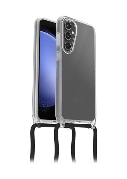 Menashop React Necklace Kılıf Galaxy S23 Fe Için, Ultra Ince, Koruyucu Kılıf, Ayarlanabilir ve Çıkarılabilir Cep Telefonu Zincirli, Askeri Standartlara Göre Test Edilmiştir, Şeffaf