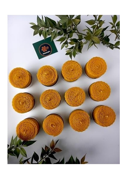 Menashop (12 Adet) Sarma Tealight Mum 3,5 cm x 3 cm Doğal Petek Balmumu Mum