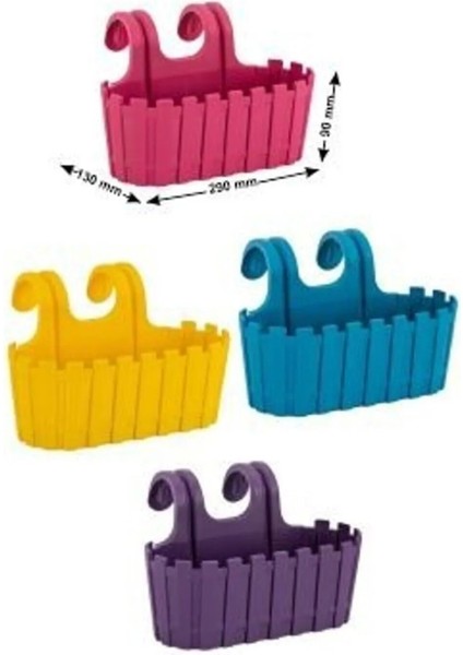 Akasya Balkon Saksı Kolay Askı 3 Lt Pembe Sarı Mavi Mor 4 Adet Genişlik 29 cm Yükseklik 18,5 cm 4.7 51 Değerlendirme 23 Soru & Cevap