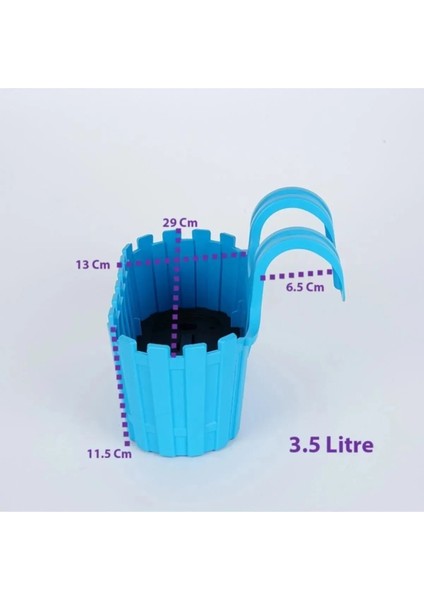 Akasya Balkon Saksı Kolay Askı 3 Lt Pembe Sarı Mavi Mor 4 Adet Genişlik 29 cm Yükseklik 18,5 cm 4.7 51 Değerlendirme 23 Soru & Cevap