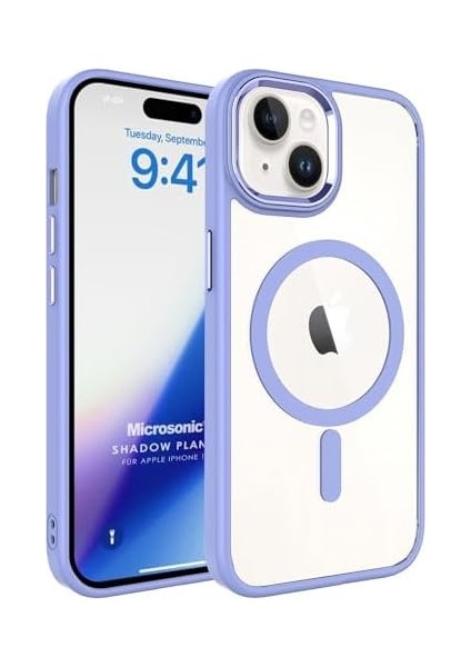 Menashop Kılıf iPhone 15 Plus Için Magsafe Shadow Planet Lila [iphone 15 Plus ile Uyumlu Kılıf - Lila]