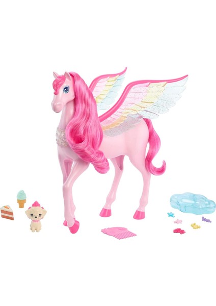 Menashop Rosa Peg 10 Aksesuarlı Köpek Yavrusu Dahil, Kanatlı At Oyuncağı, Işıklı ve Sesli, Sihir Dokunuşu