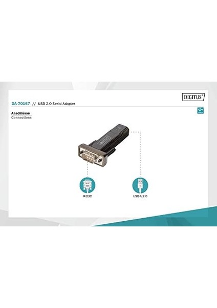 USB Seri Adaptör - RS232 Dönüştürücü - USB 2.0 Tip A - Dsub 9m - PL2303GT Yonga Seti - 80 cm Kablo Dahil