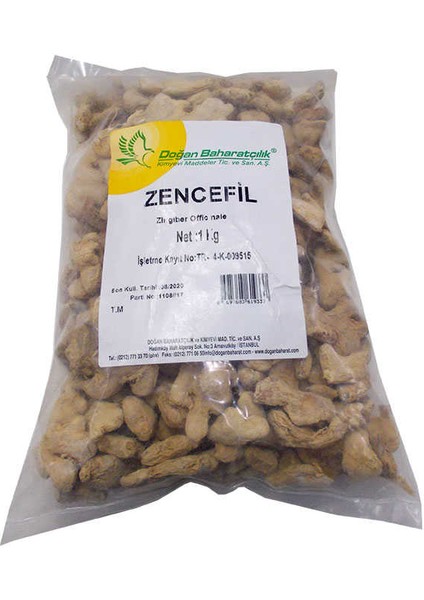 Zencefil Kökü Tane Doğal 1000 gr Paket
