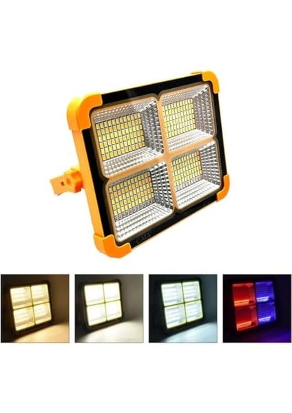 Portatif Solar LED Projektör 200W Güneş Enerjili Seyyar LED Işık Taşınabilir Kamp Bahçe Sokak Aydınlatması