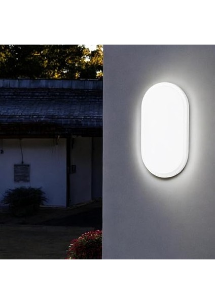 15W (120W) Oval Beyaz LED Nem Su Geçirmez Banyo Bahçe Balkon Modern Tavan Duvar Lambası 6500K Beyaz Işık IP65 Dış Mekan Kullanıma Uygun