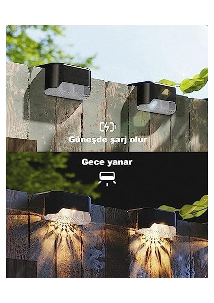 4 Adet L Solar LED Güneş Enerjili Su Geçirmez Köşe Solar Işık LED Köşebent Merdiven Veranda Bahçe LED Aydınlatma LED Işık