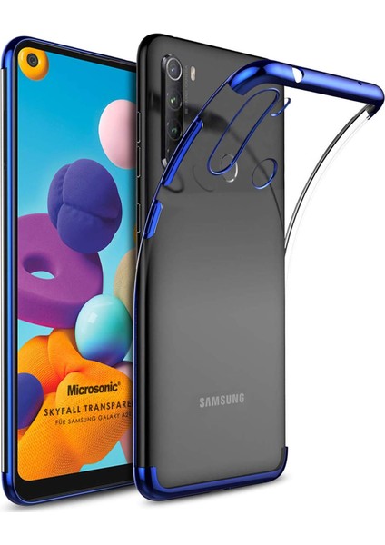 Menashop Galaxy A21 Kılıf Skyfall Transparent Clear Mavi
