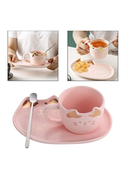 Sunum Tabaklı Kedi Tasarım Kupa Bardak fiyatları