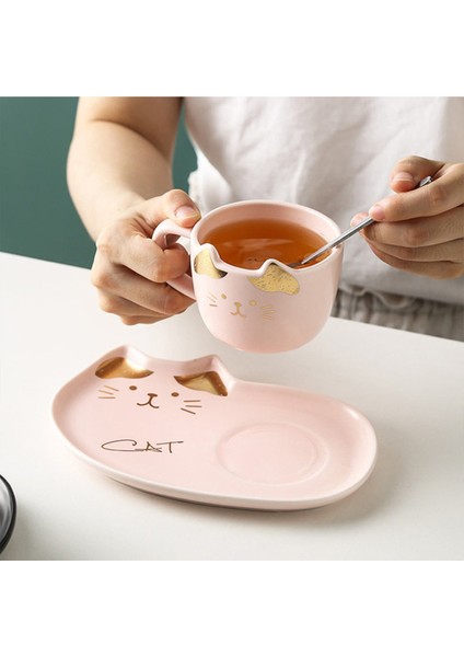 Sunum Tabaklı Kedi Tasarım Kupa Bardak modelleri