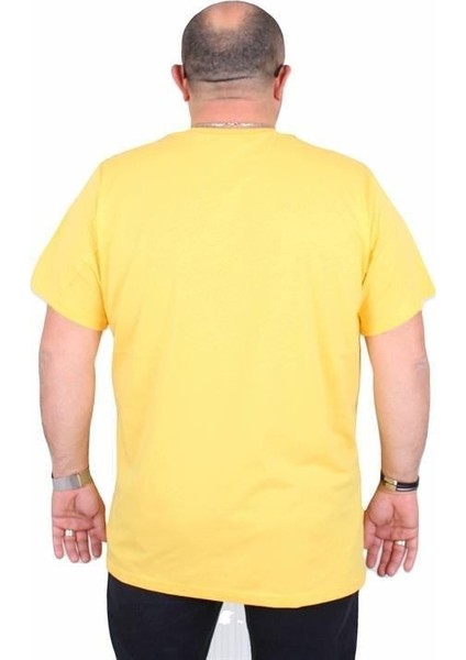 Erkek Büyük Beden Sıfır Yaka Tişört Sport 25162 Sarı modelleri