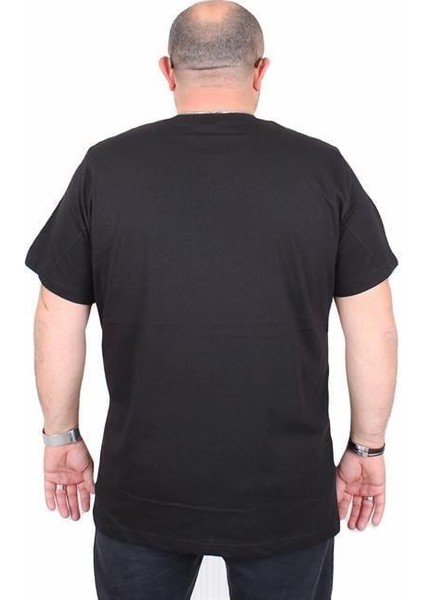 Erkek Büyük Beden Sıfır Yaka Tişört Awesome 25164 Sıyah modelleri